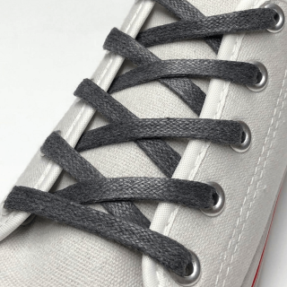 Плоские вощеные шнурки обувные темно серые фото