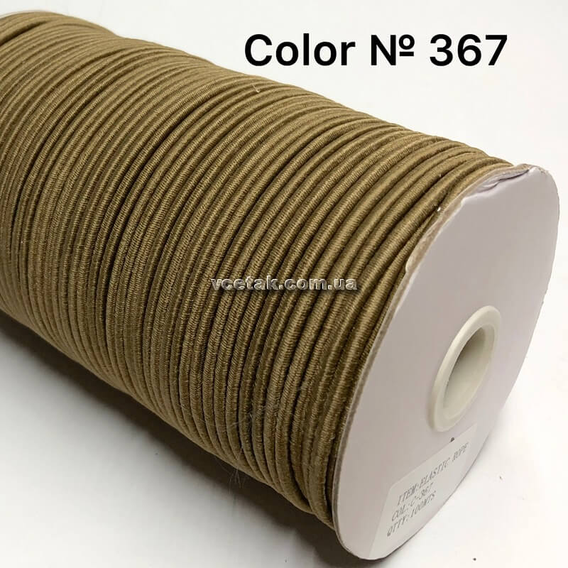 Шляпна резинка цвета койот на катушке Резиновый шнур темный беж фото