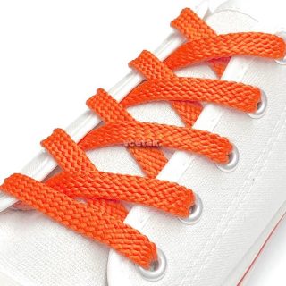 Плоский шнурок для обуви или одежды цвет оранжевый фото