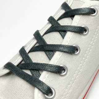 Плоские шнурки обувные серо-зеленые фото